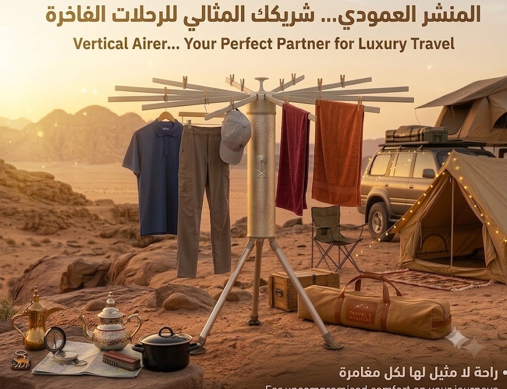 منشر و علاقة ملابس عمودي بعدد 12 علاقه قابل للطي للمنزل والرحلات - مع حقيبة حمل - الصورة 3